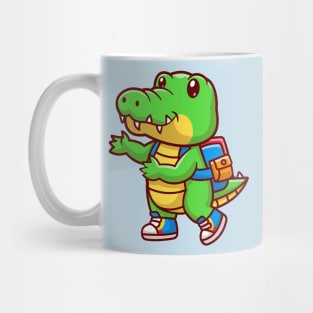 Cute Crocodile Back To School Cartoon Mug